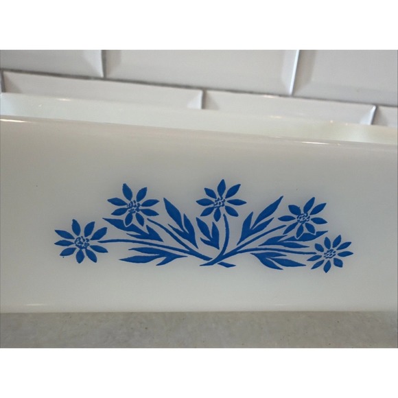 Vintage Anchor Hocking Fire-King Blue Cornflower Qt Loaf Pan USA - Picture 2 of 9